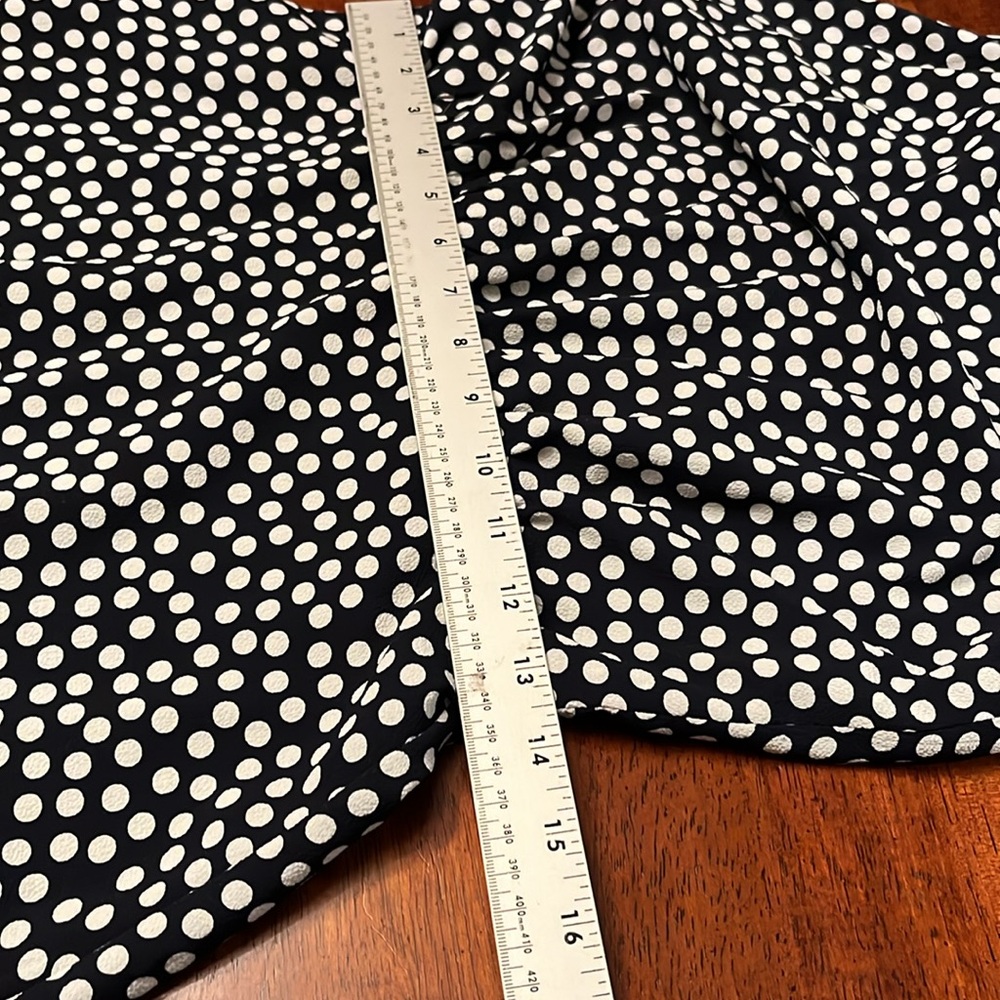 Betsey Johnson Halter Dress with Ruffled Hem Navy with White Polka Dots Size 4 - Picture 10 of 12